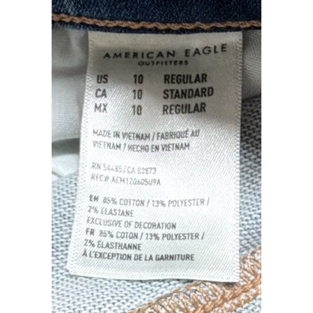 American Eagle Next Level Stretch Hi-Rise Blue Distressed Women's Size 10 - Picture 15 of 16
